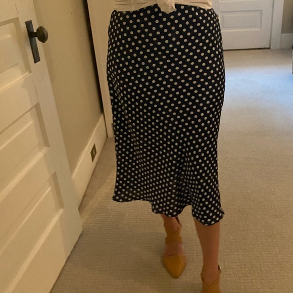 Blue and White Polka Dot MIDI Skirt - Picture 5 of 6
